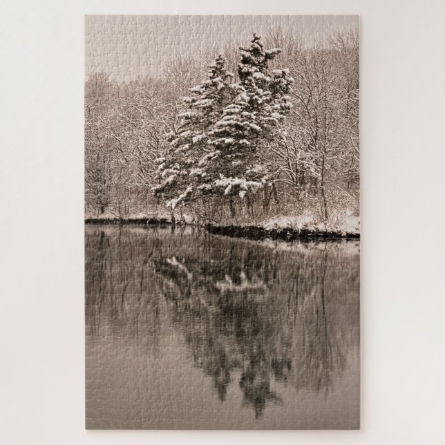 Puzzle Neige au-dessus du lac Wonderland hiver Paysage Vi (Vertical)