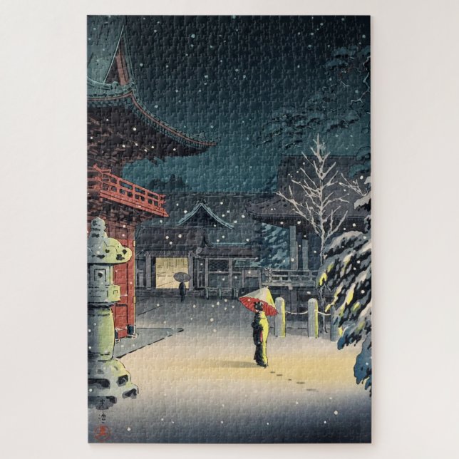 Puzzle Neige au Sanctuaire Nezu par Tsuchiya Koitsu (Vertical)