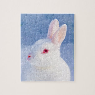 Puzzle Neige blanche lapin mignonne
