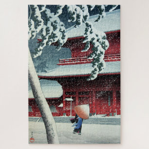 Puzzle Neige du soir à la rivière Edo Hasui Kawase Vers 1