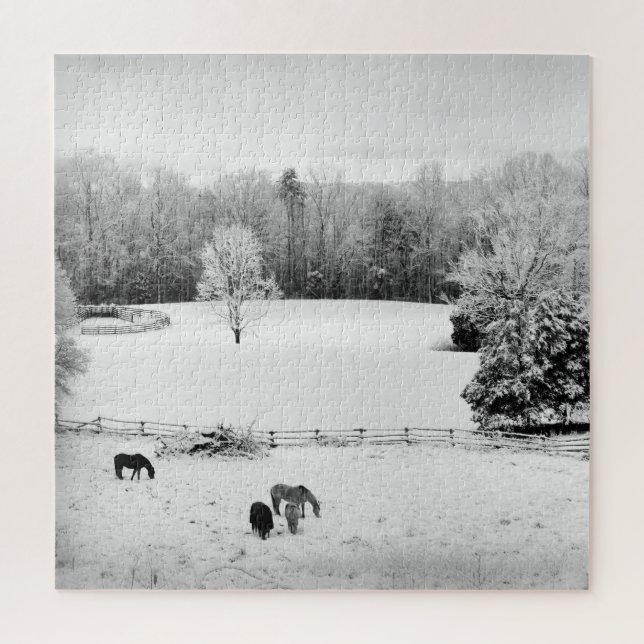 Puzzle Neige fraîche tombée au ranch Horse - 20x20 pouces (Vertical)