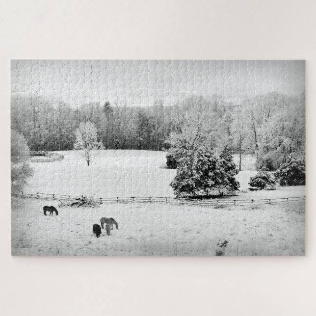 Puzzle Neige fraîche tombée au ranch Horse - 20x30 pouces (Horizontal)