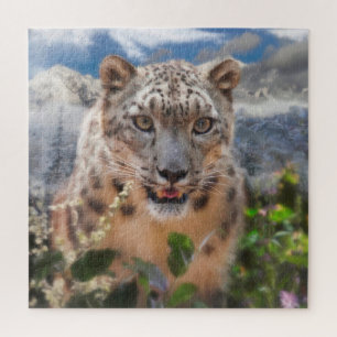 PUZZLE NEIGE LEOPARD SPRINGTIME FLEURS