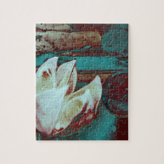 Puzzle Nénuphar artistique rouge et bleu (Vertical)