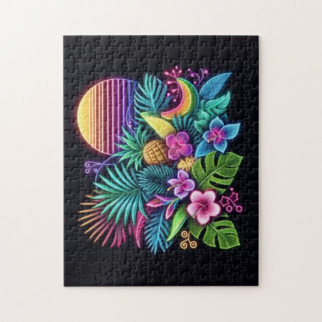 Puzzle Néon coloré tropical/hawaïen (Vertical)