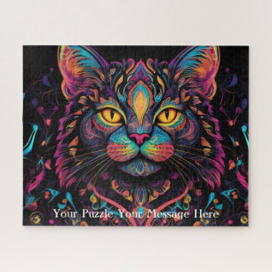 Puzzle Neon Mandala Cat