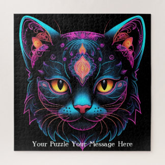 Puzzle Neon Mandala Cat