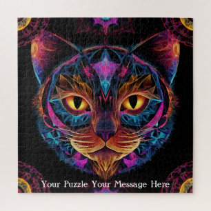 Puzzle Neon Mandala Cat