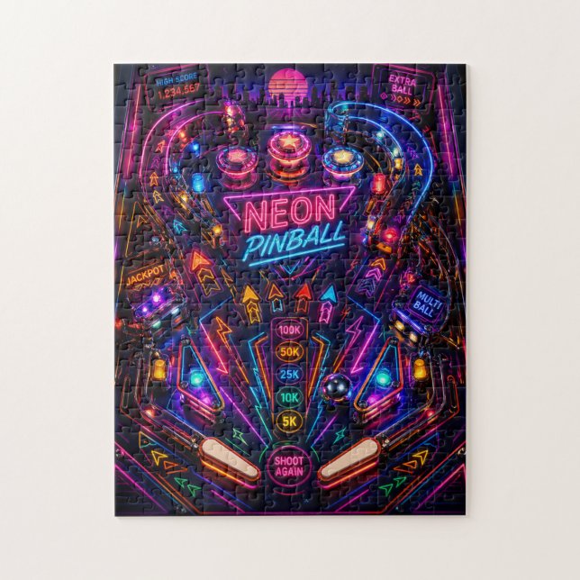 Puzzle Neon Pinball Frenzy : Rush dans l'Arcade Rétro (Vertical)