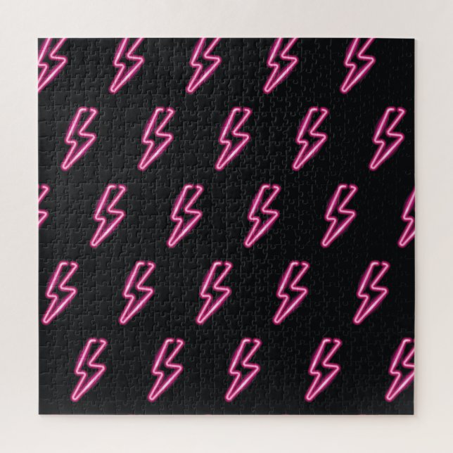 Puzzle Neon Pink Lightning : Arrière - plan foncé. (Vertical)