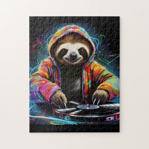 Puzzle Neon Sloth DJ Retro Cool