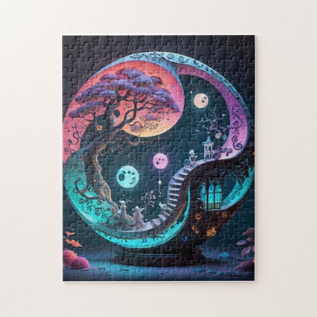 Puzzle Neon Yin Yang Imaginaire surréel 1 (Vertical)