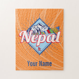 Puzzle Népal avec Montagnes drapeaux rétro Vintages vacan