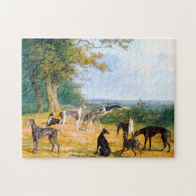 Puzzle Neuf Greyhounds dans un paysage par Jacques-Lauren (Horizontal)