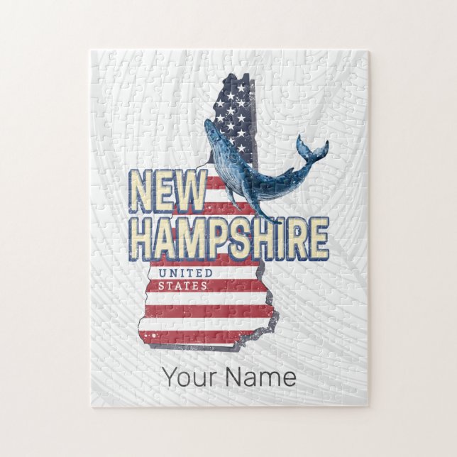 Puzzle New Hampshire États-Unis Retro State Map (Vertical)