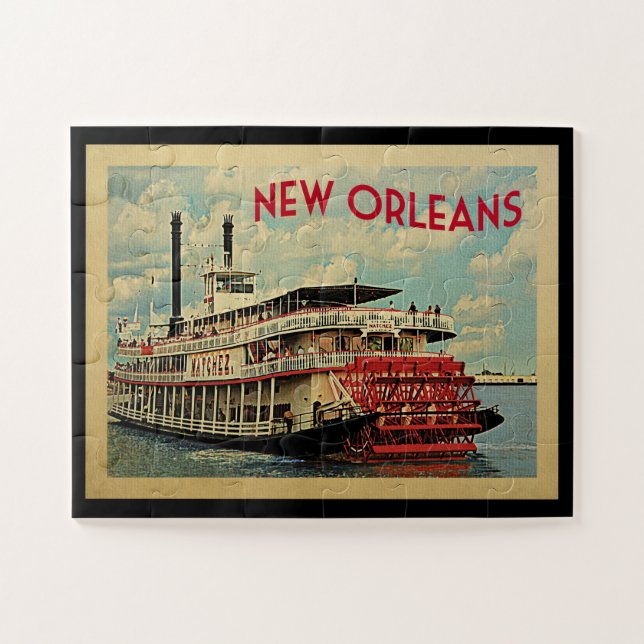 Puzzle New Orleans Louisiana River Boat Vintage Travel (Horizontal)