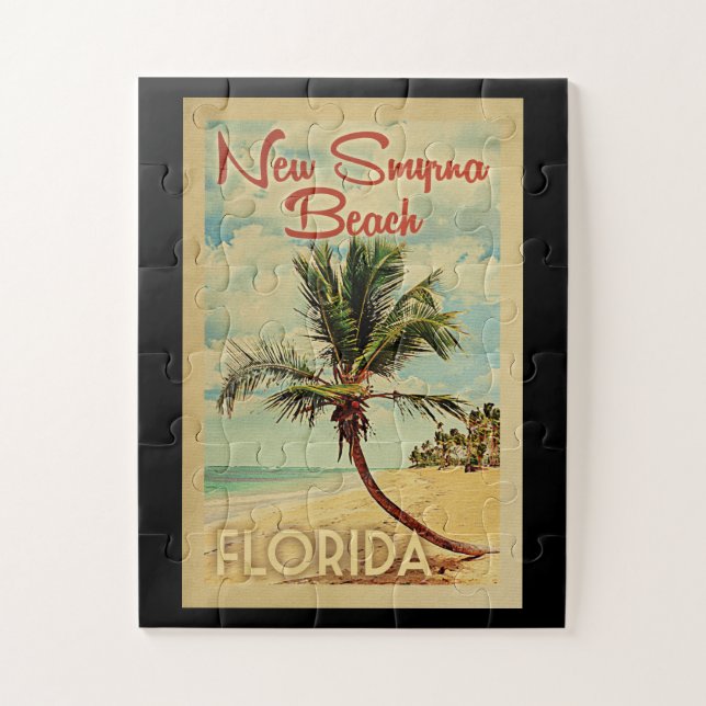 Puzzle New Smyrna Beach Palm Tree Vintage Travel (Vertical)