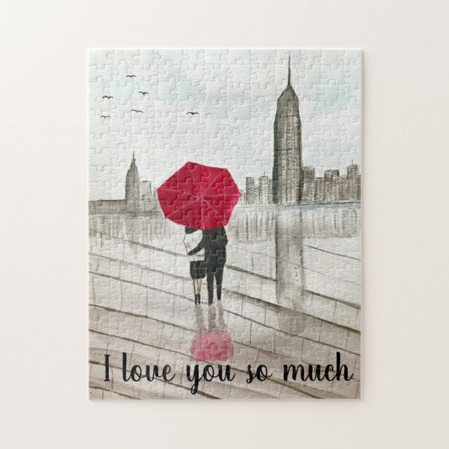 Puzzle New York City Love couple Manhattan ville (Vertical)