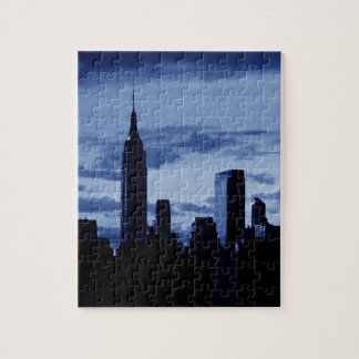 Puzzle New York City Manhattan Skyscrappers Bleu nuit