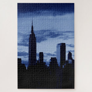 Puzzle New York City Manhattan Skyscrappers Bleu nuit