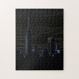 Puzzle New York City Manhattan Skyscrappers nuit noire