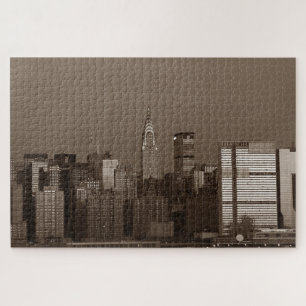 Puzzle New York City Manhattan Skyscrappers Sepia