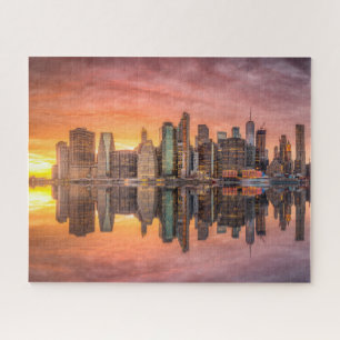 Puzzle New York City Skyscrapts Skyline Sunset Travel