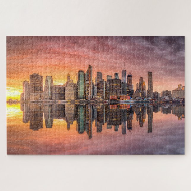 Puzzle New York City Skyscrapts Skyline Sunset Travel (Horizontal)