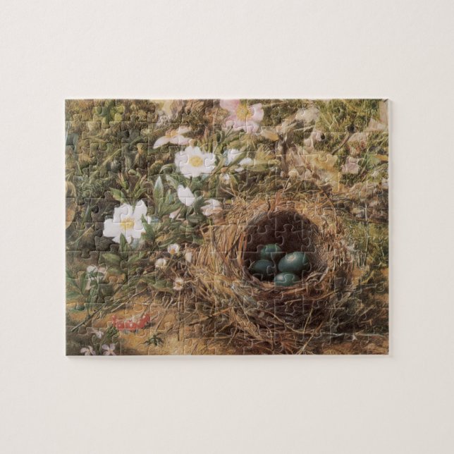 Puzzle Nid d'oiseau et Roses de chien par John William Hi (Horizontal)