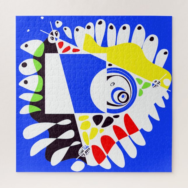 Puzzle Nid d'oiseau - Royal Blue White (Vertical)