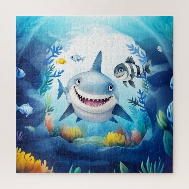 Puzzle Noa le requin et Casper, son meilleur ami du poiss (Vertical)
