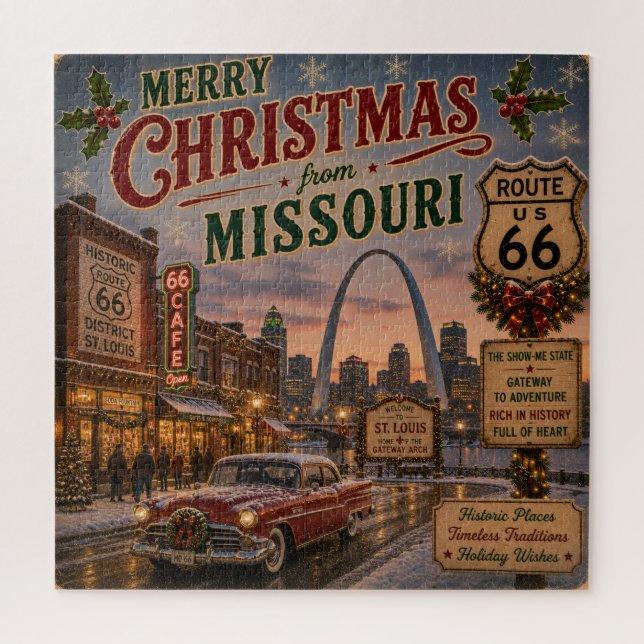 Puzzle Noël à St Louis sur la Mother Road (Vertical)
