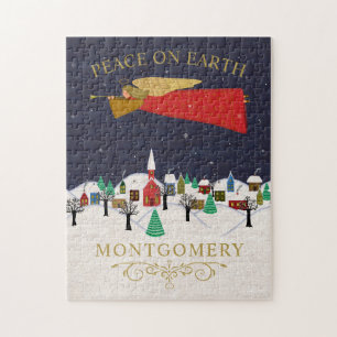 Puzzle Noël Angel Village Paix sur Terre Monogramme