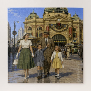 Puzzle Noël australien des années 50 à la gare de Flinder