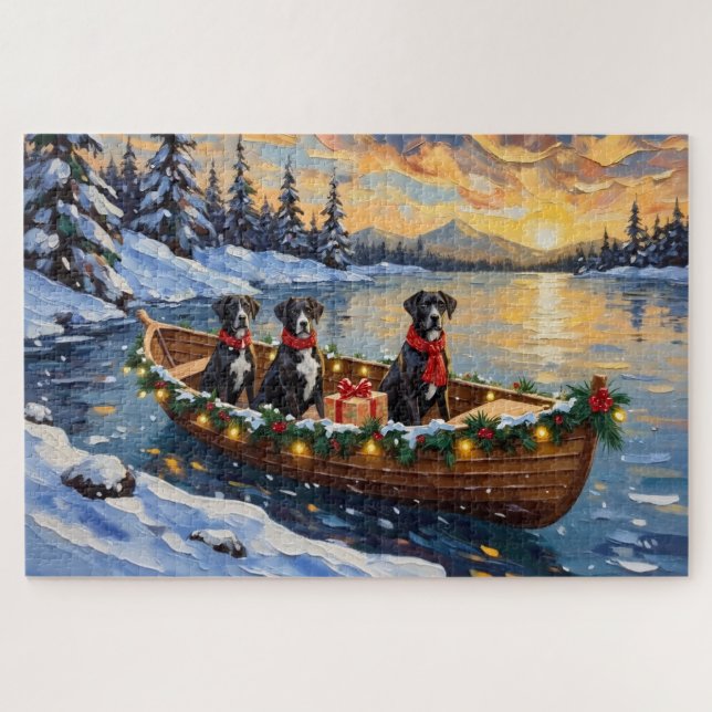 Puzzle Noël Bateau de Noël Grand Danois (Horizontal)