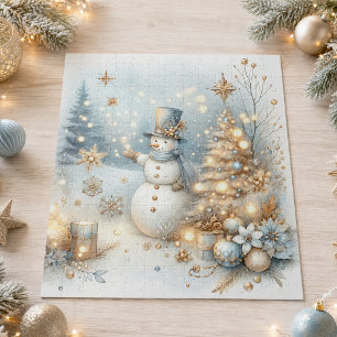 Puzzle Noël Bonhomme de Neige Élégant et Enneigé