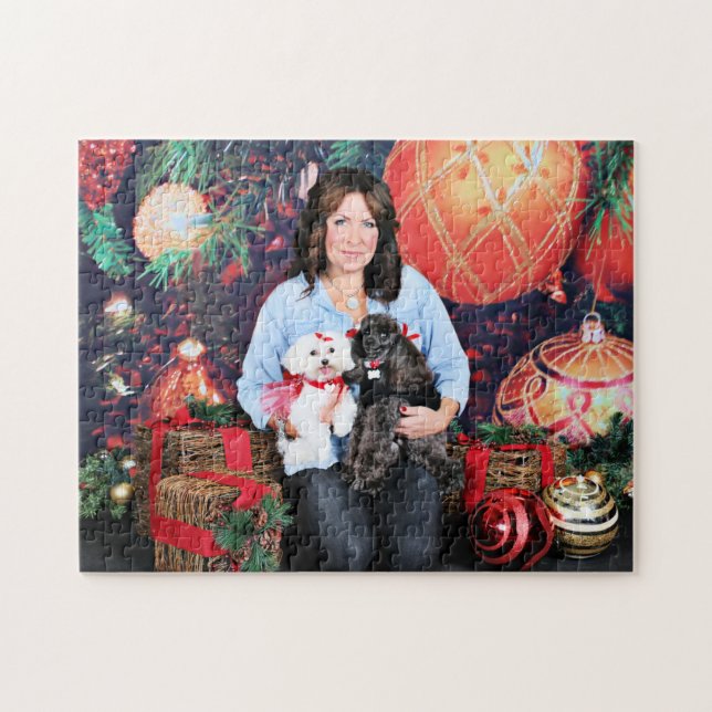Puzzle Noël - caniche d'Amiche - Tinkerbell maltais (Horizontal)