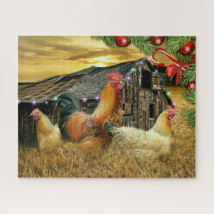 Puzzle Noël Chez Les Poulets Coop Rooster