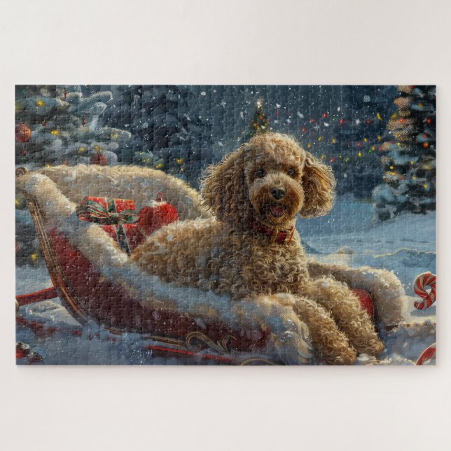 Puzzle Noël Chien Caniche Festif  (Horizontal)