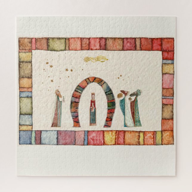 Puzzle  Noël crèche Porte - clé Bal Ch en céramique (Vertical)