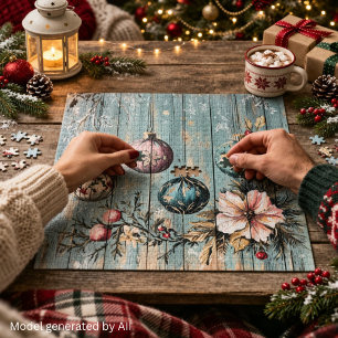 Puzzle Noël de campagne vintage Maison de ferme en bois r