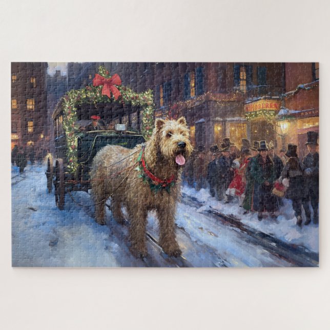 Puzzle Noël de la saison festive du Terrier Wheaten (Horizontal)