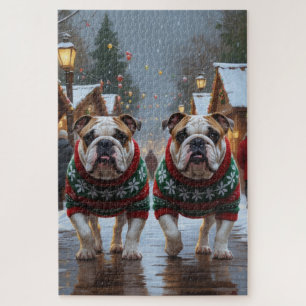 Puzzle Noël des Bulldogs sous la neige
