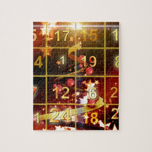Puzzle Noël d'or de porte de calendrier d'avènement (Vertical)