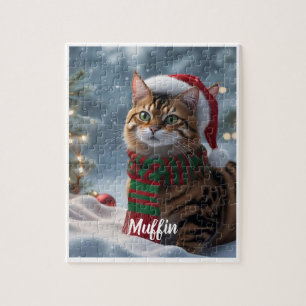 Puzzle Noël du chat du Bengale mignon Personnalisé
