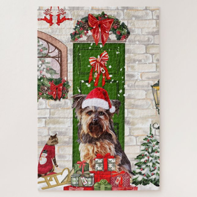 Puzzle Noël du chien Yorkie   (Vertical)