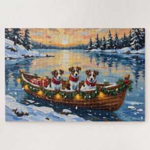 Puzzle Noël en bateau avec Jack Russell Terrier
