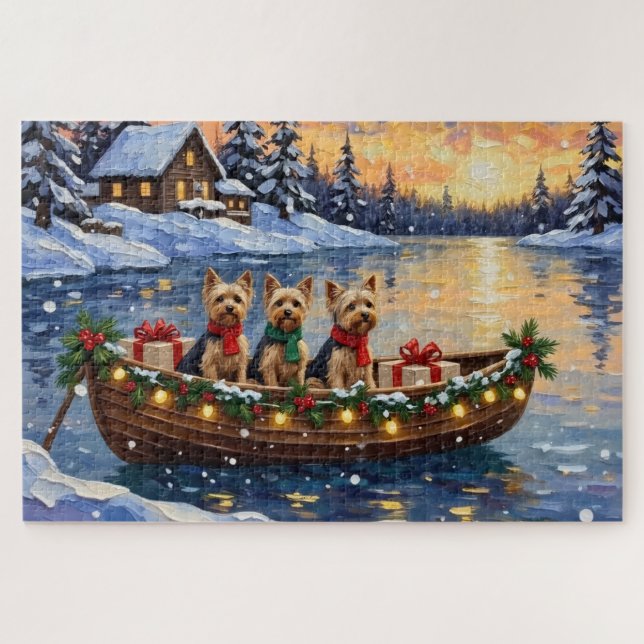 Puzzle Noël en bateau avec Yorkipoo (Horizontal)