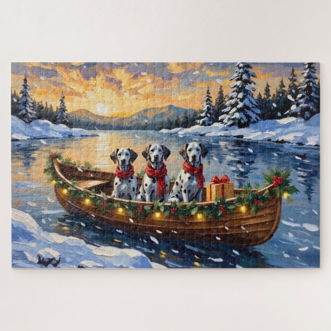 Puzzle Noël en bateau dalmate (Horizontal)