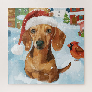 Puzzle Noël en pays Dachshund, Joie de Noël